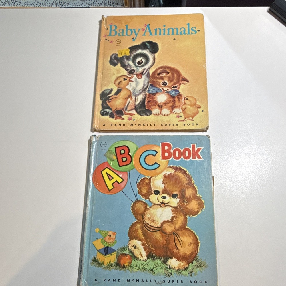 1958 Vintage Children's Book Baby Animals, ABC Book HC, Illus., Rand McNally